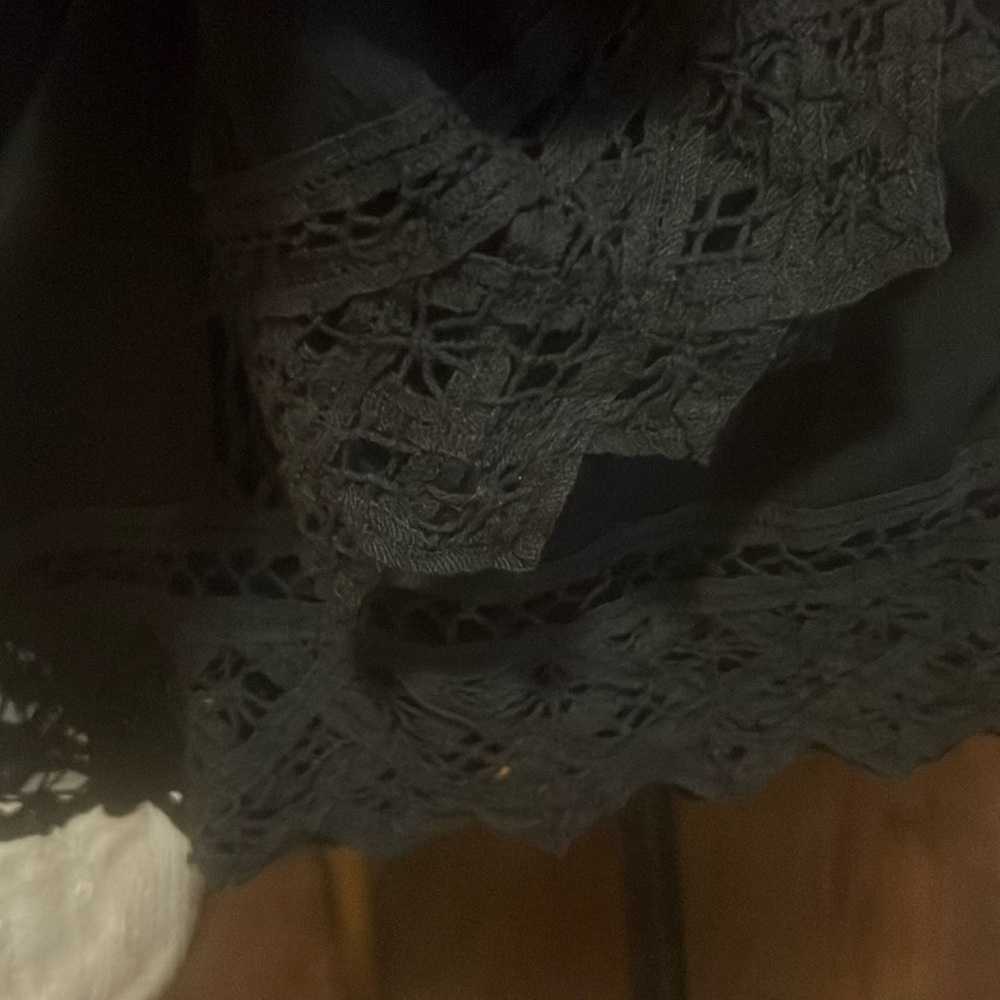 Pale Sky black lace & sheer floral blouse 3/4 length sleeve womens dress shirt S - Picture 8 of 10